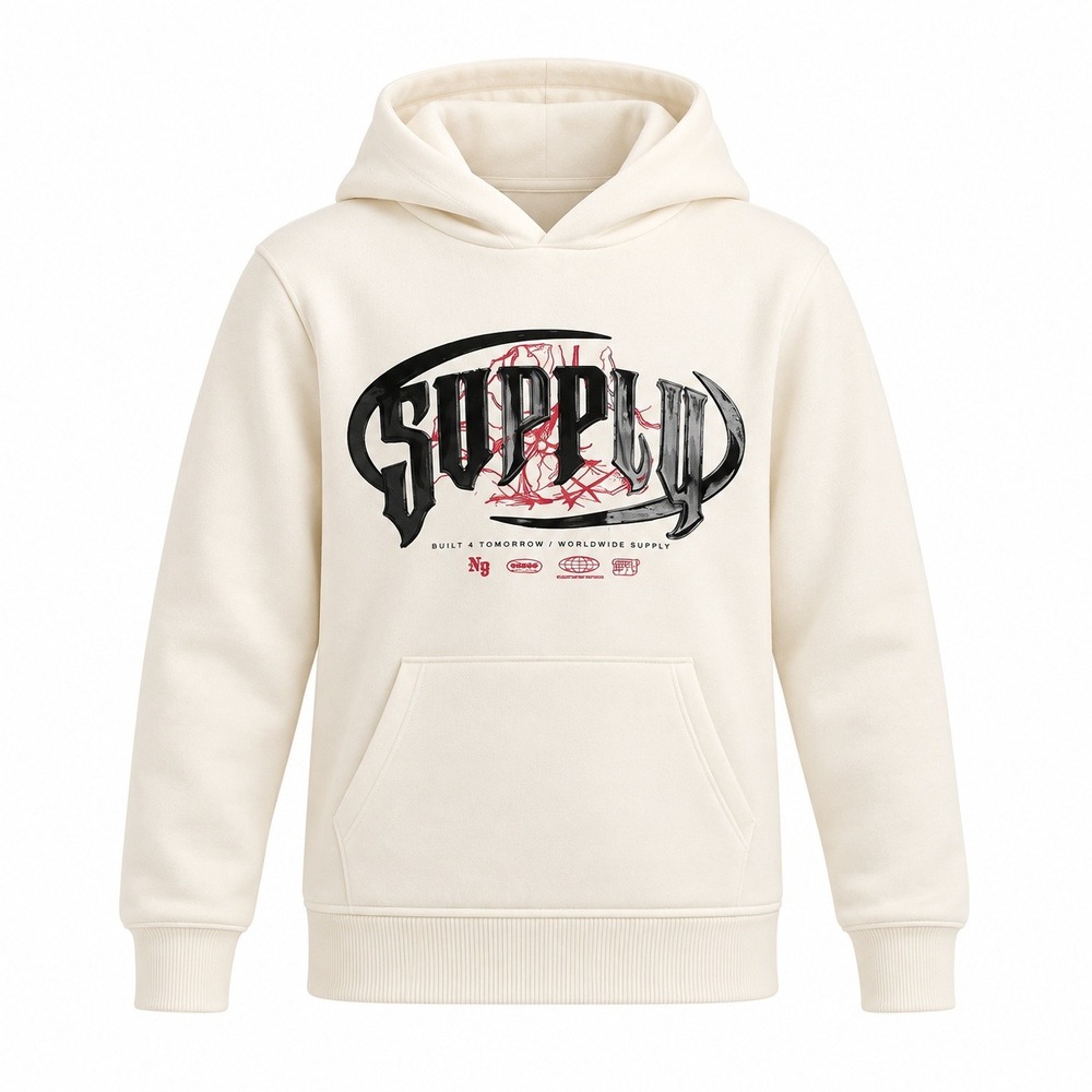 Supply & Demand Chrome Oversized Hoodie Kids Small Beige NWT SUJ17599 Graphic